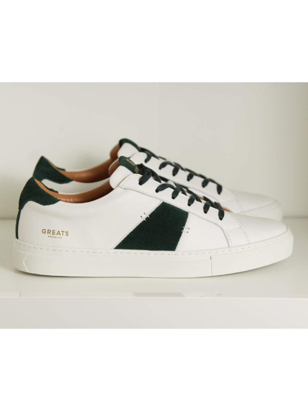 $199 GREATS The Royale 2.0 Blanco Green Lace Up Leather Sneakers Men 10.5